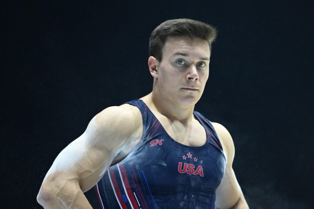 Brody Malone looks at camera during 2022 World Gymnastics Championships.  Photo by Amy Sanderson